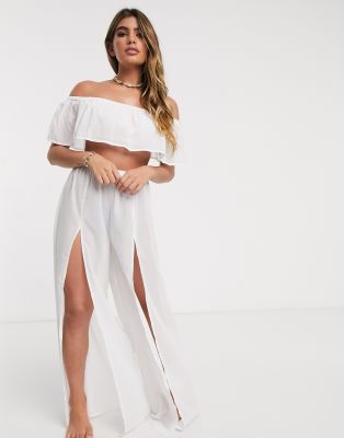 all white two piece pants set