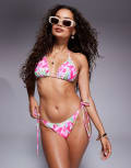 [Candypants] Candypants abstract print tie side bikini bottoms in pink 14 Pink