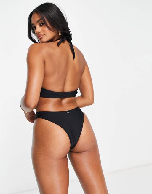 Candypants - Badpak met uitsnijding en mesh inzetten in zwart, 2 van 4