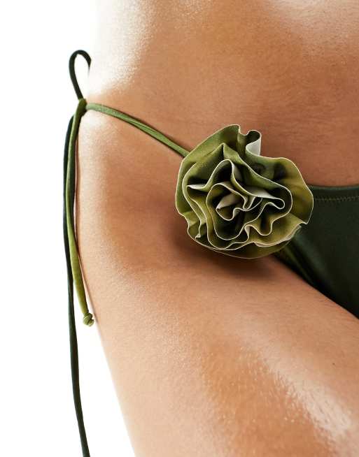 Candypants – Bikinihose in Grün mit seitlichem Bindedetail, 3 von 4