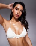 [Candypants] Candypants crochet flower triangle bikini top in white 14 White