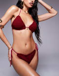 [Candypants] Candypants crochet tie side bikini bottoms in cherry red 10 Red