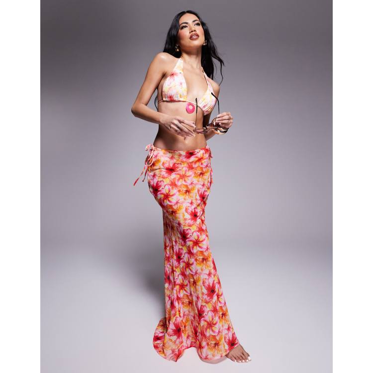 Candypants floral abstract print polygeorgette maxi beach