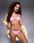 [Candypants] Candypants floral tie side bikini bottoms in pink 8 Pink