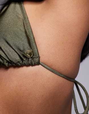Candypants Gold Disc Triangle Bikini Top In Green