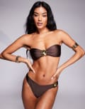 [Candypants] Candypants gold flower hardware bandeau bikini top in brown 10 Brown