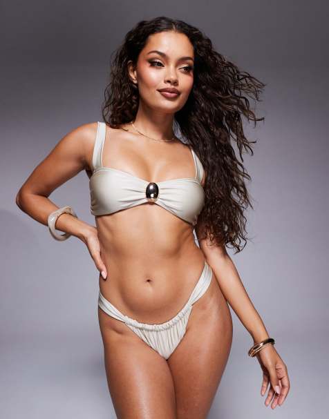 Candypants gold hardware bikini top in champagne - view 1