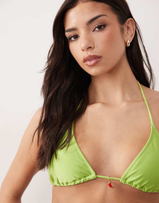 Candypants – Grön bikiniöverdel i trekantsmodell med chilifrukt, 4 av 4