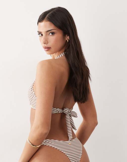 Candypants high leg bikini bottom in brown stripe, 4 of 4