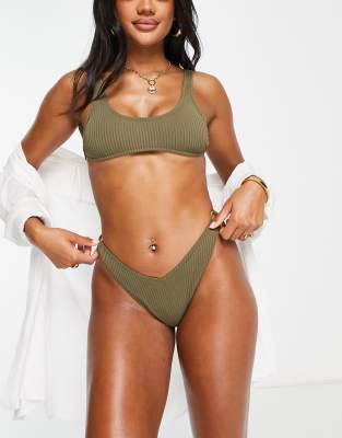 Candypants high leg ring bikini bottom in khaki