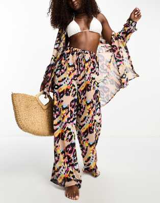 Candypants high waist beach pants in multi print