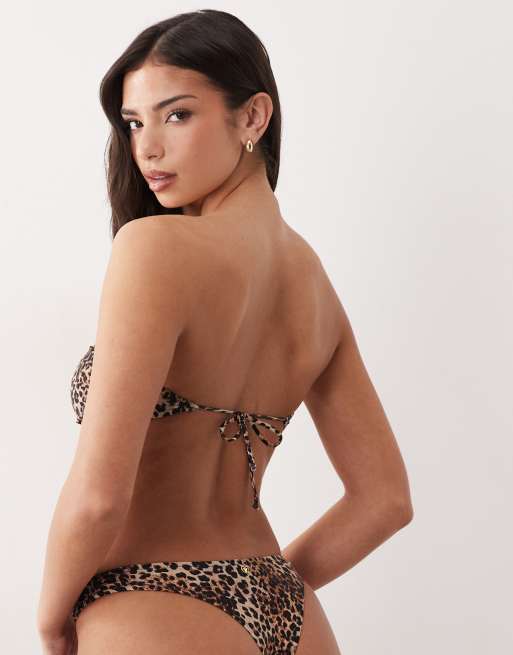 Candypants knot bikini top in leopard print, 3 of 4
