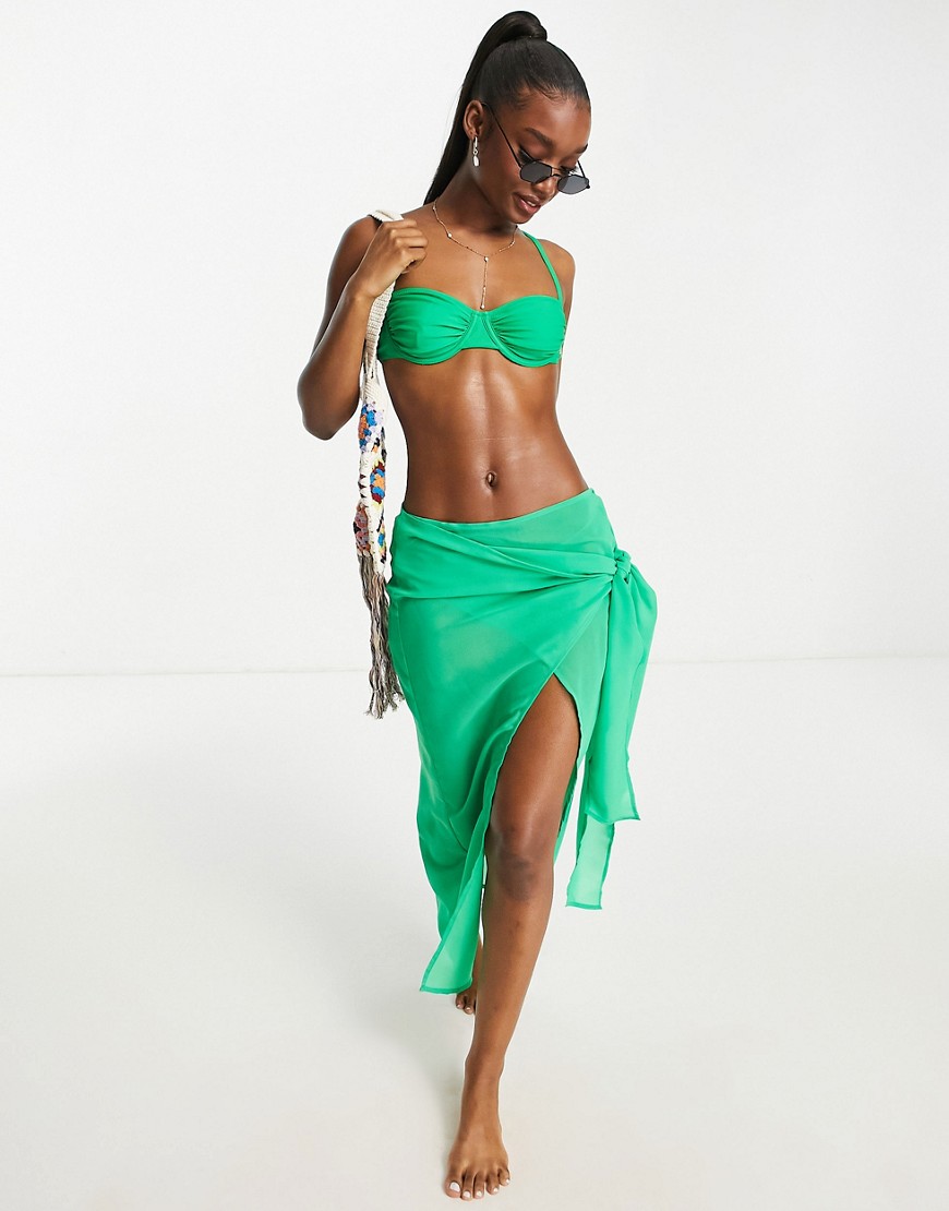 Candypants Knot Front Beach Skirt In Green