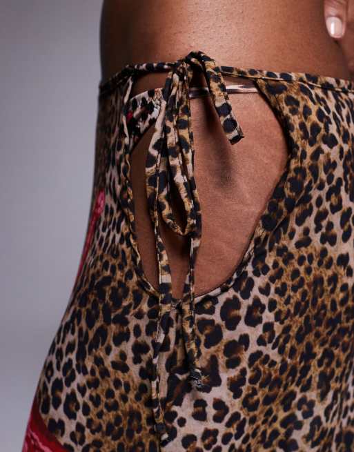 Candypants leopard print polygeorgette maxi skirt in brown, 5 of 5