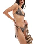 [Candypants] Candypants leopard tie side bikini bottoms in brown 18 Brown