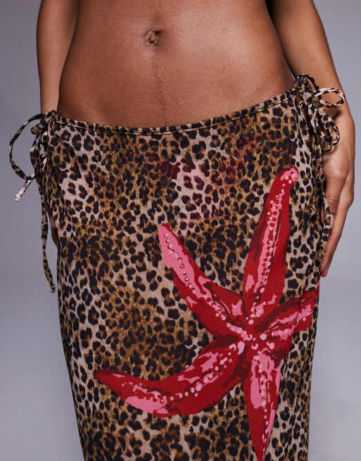 Candypants - Maxi-rok van poly-georgette met luipaardprint in bruin, 4 van 5