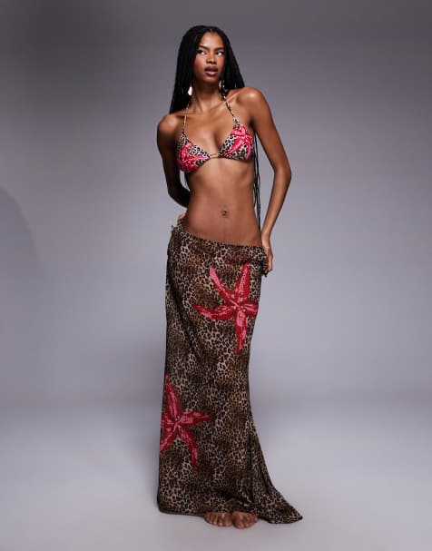 Candypants - Maxinederdel med brunt leopardprint i polygeorgette - view 1