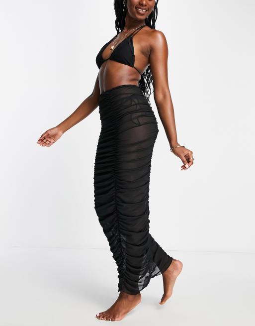 Candypants mesh ruched skirt in black, 4 of 4