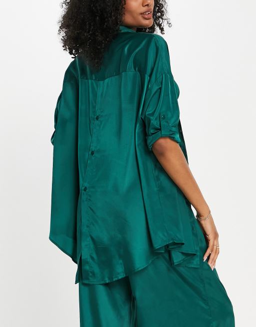 Candypants oversized beach shirt in green, 2 of 4