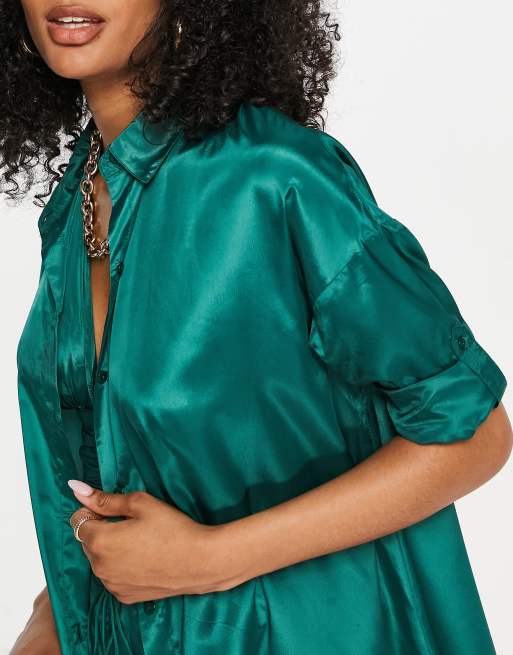 Candypants oversized beach shirt in green, 3 of 4