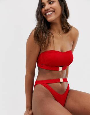 red strapless bikini top