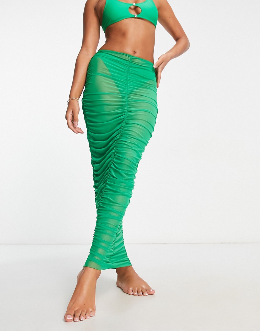 Candypants ruched midi skirt in green