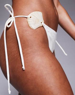 Candypants Shell Tie Side Bikini Bottom In White