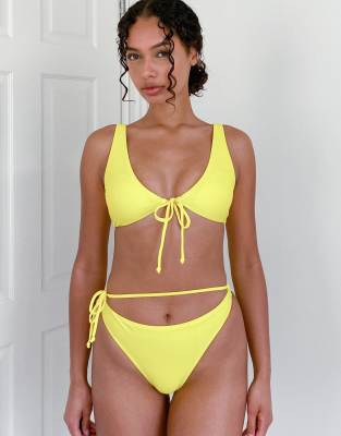 yellow tie front bikini