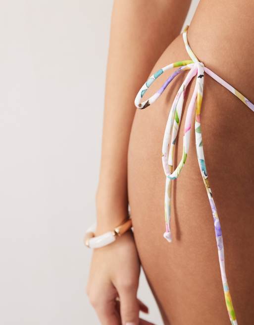 Candypants tie side bikini bottom in floral multi, 3 of 4
