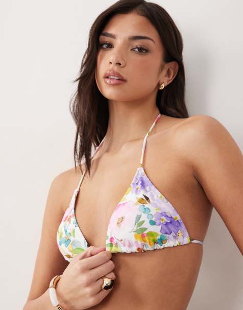 Candypants – Triangel-Bikinioberteil mit buntem Blumenmuster - view 1