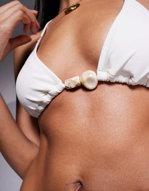 Candypants - Triangel bikinitopje met kralen in kokosnoot, 3 van 4