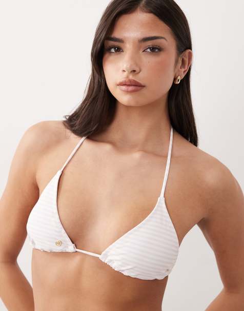 Candypants triangle bikini top in pink stripe - view 1