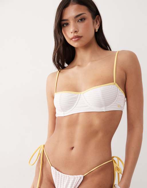Candypants underwire bikini top in pink stripe, 8 of 8