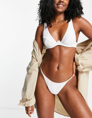 Candypants underwire bikini top with seam detail in white