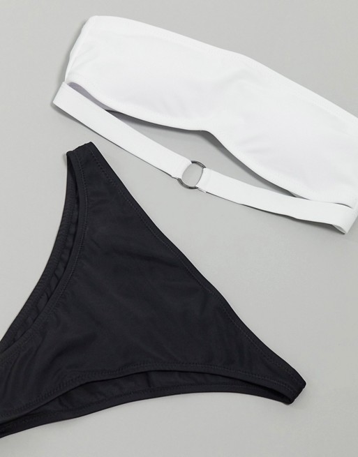 Candypants White Bandeau Bikini Top with Ring Detail