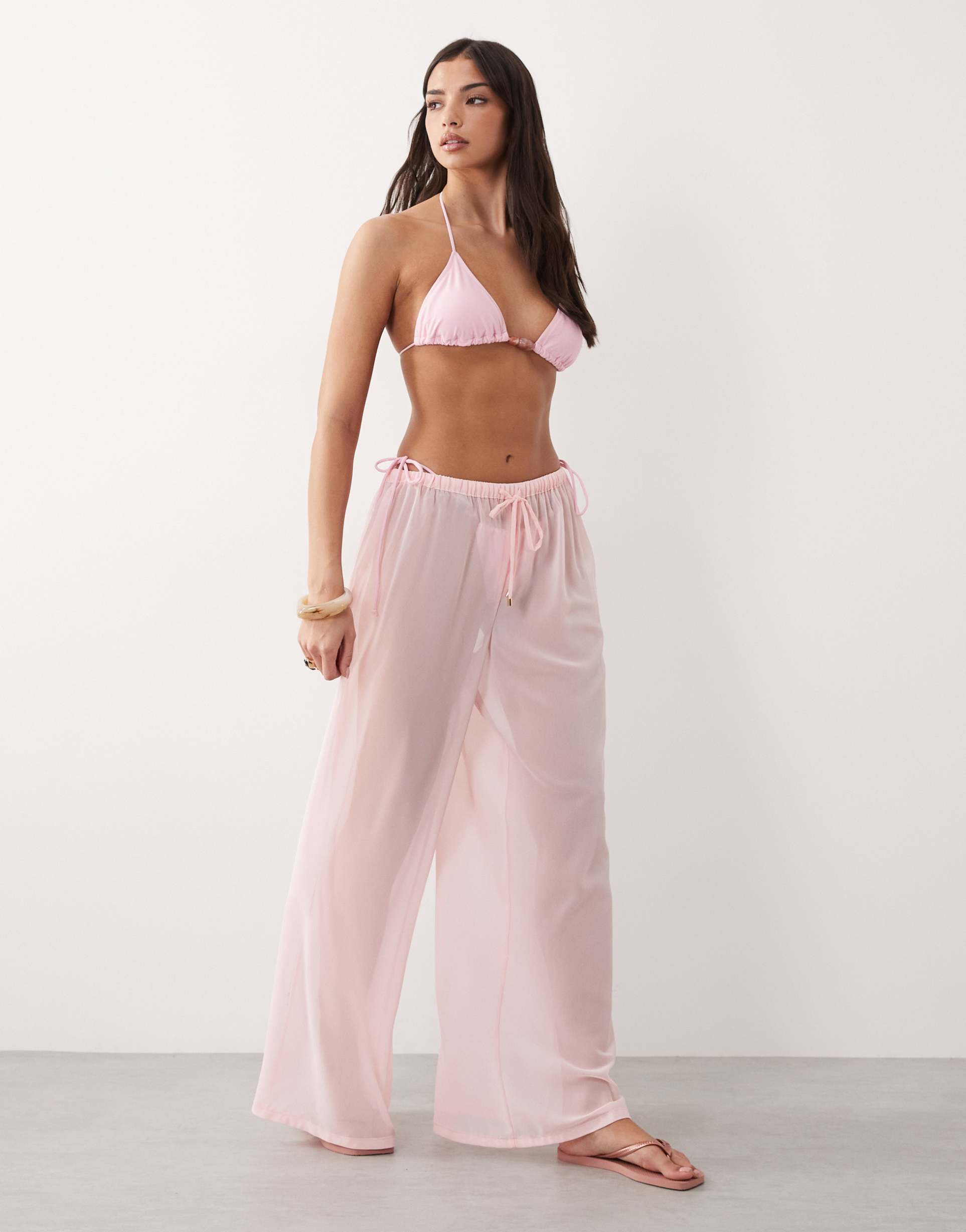candypants wide leg beach pants in baby pink