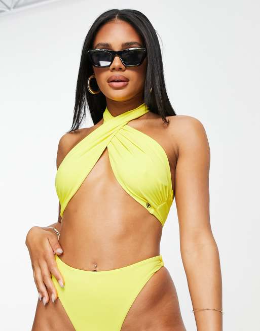 Halter wrap bikini top