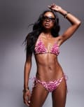 [Candypants] Candypants zebra print triangle bikini top in pink 16 Pink