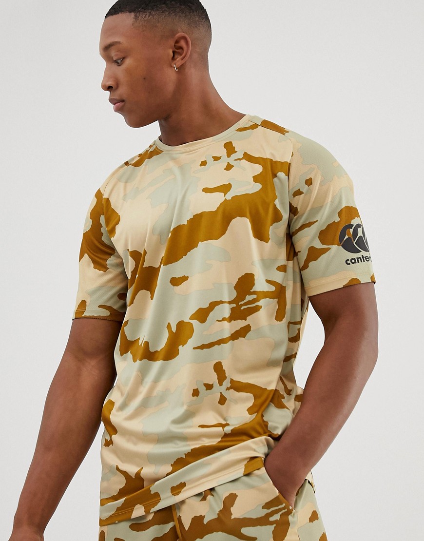 Canterbury – Vapodri – beige t-shirt med kamouflagemönster-Brun