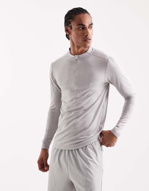 CAPO – Active Core – Ljusgrå t-shirt med långa ärmar och kvartslång dragkedja - view 1