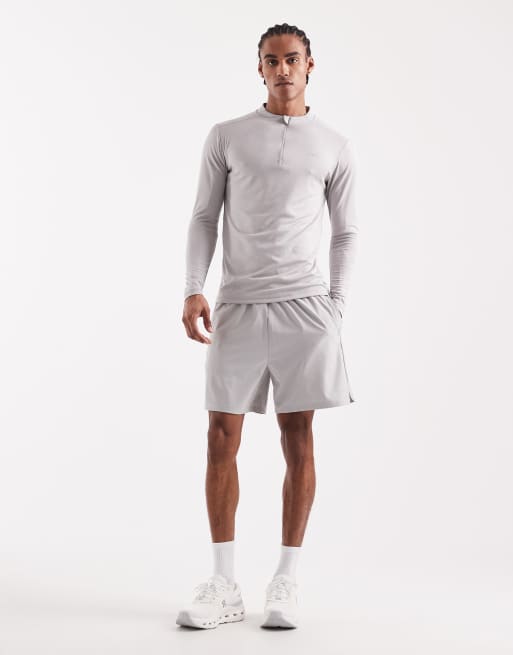 CAPO active core quarter zip long sleeve t-shirt in light grey, 2 of 5