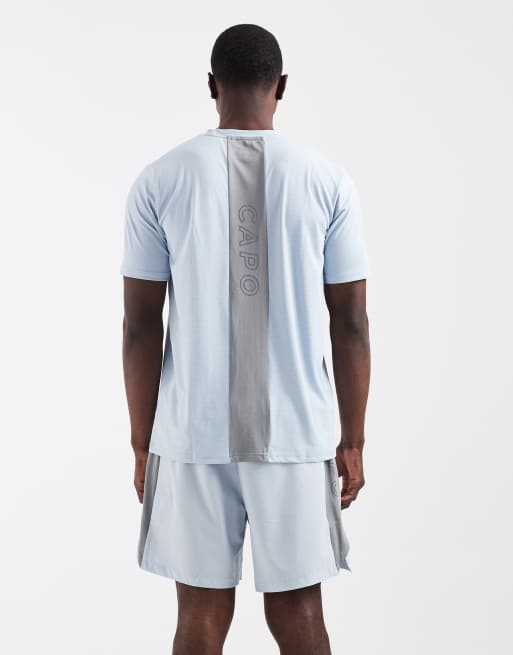 CAPO Active – Jasnoniebieski T-shirt sportowy z logo na plecach, część zestawu, 2 z 3