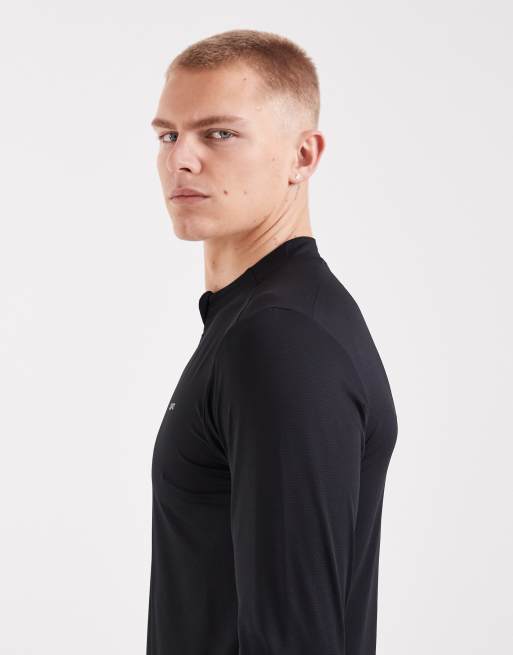 CAPO active performance quarter zip long sleeve back print t-shirt in black, 4 of 5
