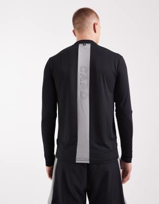 CAPO CAPO active performance quarter zip top with logo back print in black