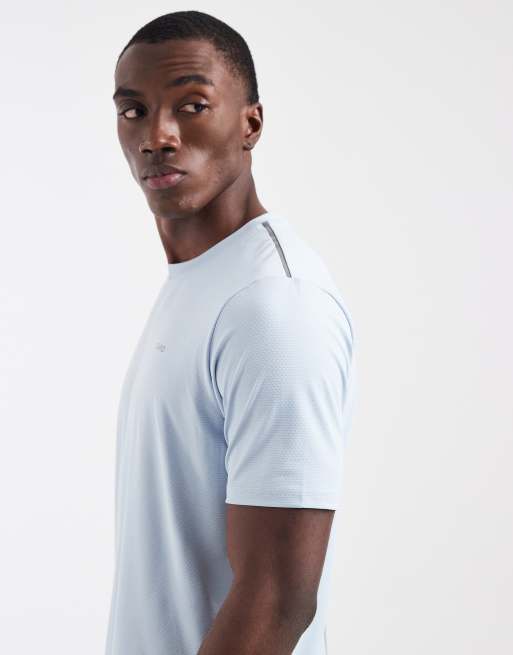 CAPO active performance t-shirt co-ord with logo back print in light blue, 4 of 5
