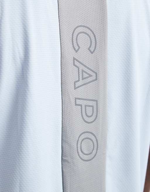 CAPO active performance t-shirt co-ord with logo back print in light blue, 5 of 5