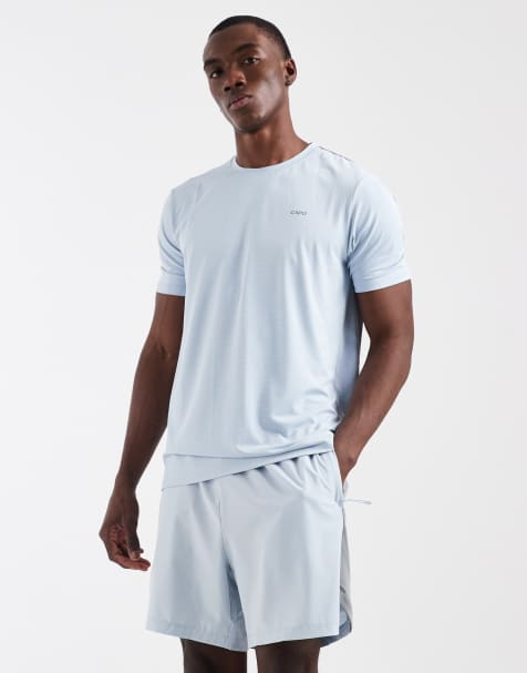 CAPO active performance t-shirt co-ord with logo back print in light blue - view 1