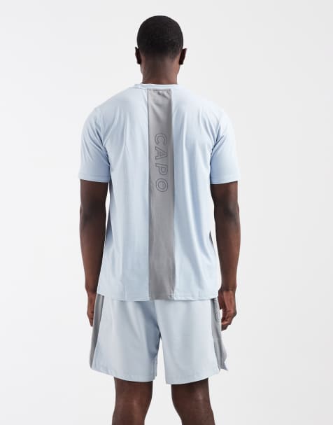 CAPO - Active Performance - T-shirt met logoprint op de achterkant in lichtblauw, deel van co-ord set - view 1