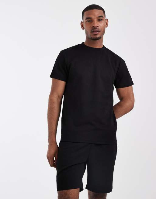 CAPO aztec textured t-shirt co-ord in black, 2 of 5