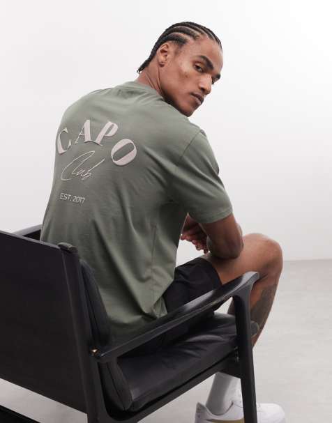 CAPO beach club logo back print t-shirt in green - view 1